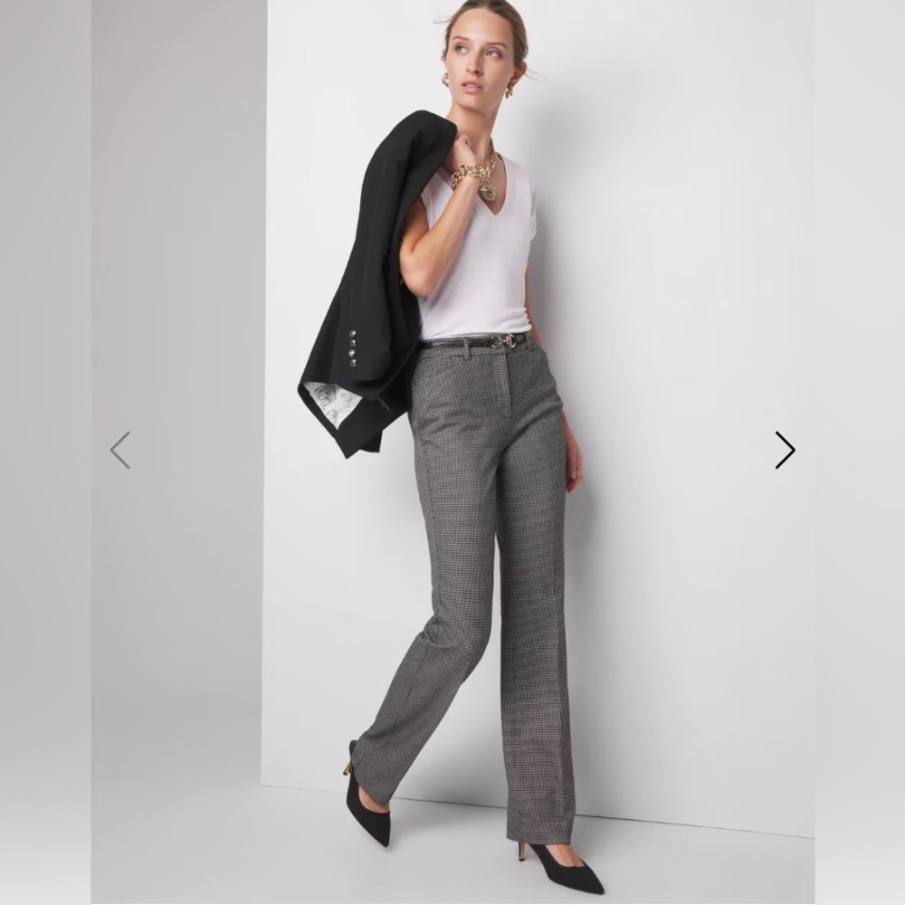 NEW White House Black Market Ines Slim Boot Pants Plaid Size 4R Tweed Style NWT